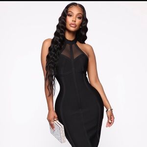 Midnight Escape Bandage Midi Dress - Black